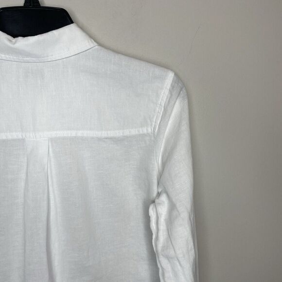 J.CREW Button Up Top Women XS Linen Cotton Blend White Long Sleeve BY035 - Picture 7 of 11